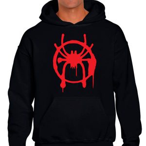 Sudadera negra con logo de spiderman nuevo universo