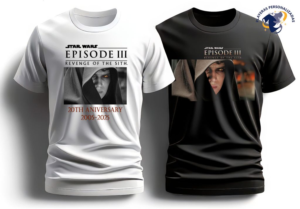 Playera negra  y blanca edicion especial 20 th aniversario episodio 3 Anakin Skaywalker Star Wars Revenge of the sith