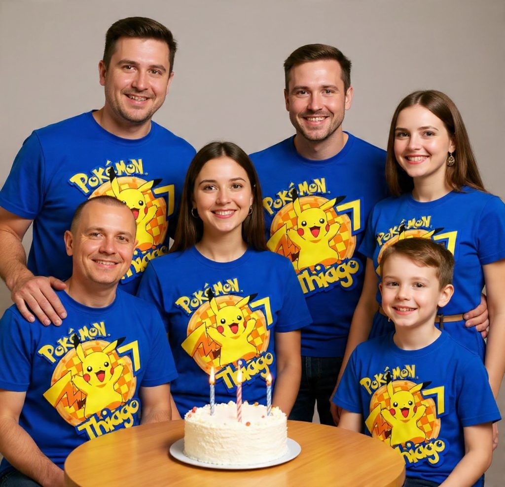 playera para cumpleaños, fiesta infantil, con imagen de pokemon